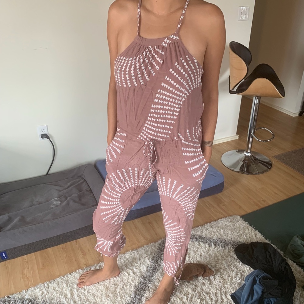 Sz S ManaOla pink rayon jumpsuit
